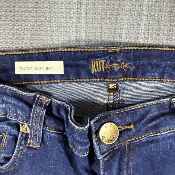Kut From The Kloth Jeans Women 8S Blue Toothpick Skinny Low Rise Dark Wash NWT - Picture 2 of 6